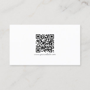 Modern QR Code Handwriting Script Sleek Business Card