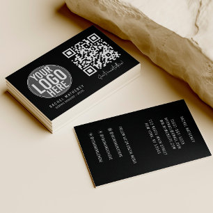 Modern QR Code Logo Simple White Professional Busi Business Card