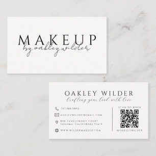 Modern QR Code Makeup Artist Business Card