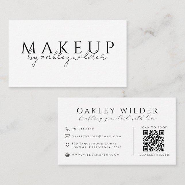 Modern QR Code Makeup Artist Business Card (Front/Back)