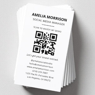 Modern QR Code Minimalist Professional Business Card