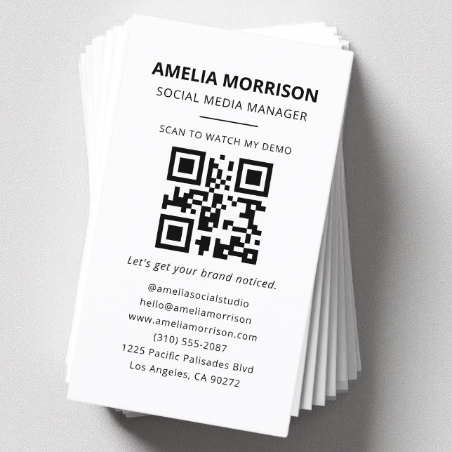 Modern QR Code Minimalist Professional Business Card (Creator Uploaded)