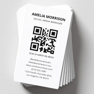 Modern QR Code Minimalist Professional Business Card