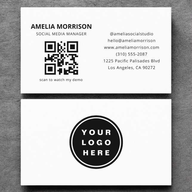 Modern QR Code Minimalist Professional Logo Business Card (Creator Uploaded)
