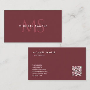 Modern QR Code Monogram Elegant Wine Professional Business Card