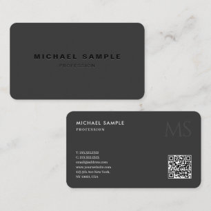 Modern QR Code Monogram Template Elegant Black Business Card