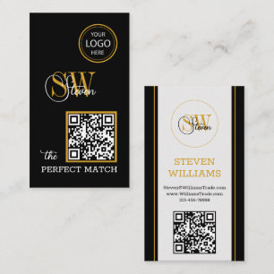 Modern QR Code, Monogrammed Name, Logo / Signature Business Card