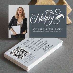 Modern QR Code Notary Photo Business Card