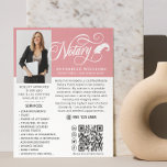 Modern QR Code Notary Photo  Flyer<br><div class="desc">Modern,  elegant typography photo Notary business flyer. Design features your photo,  elegant typography script ''Notary'' in white handwritten lettering,  your name,  title,  message and services. Personalise further with your QR code,  contact details and social media.</div>
