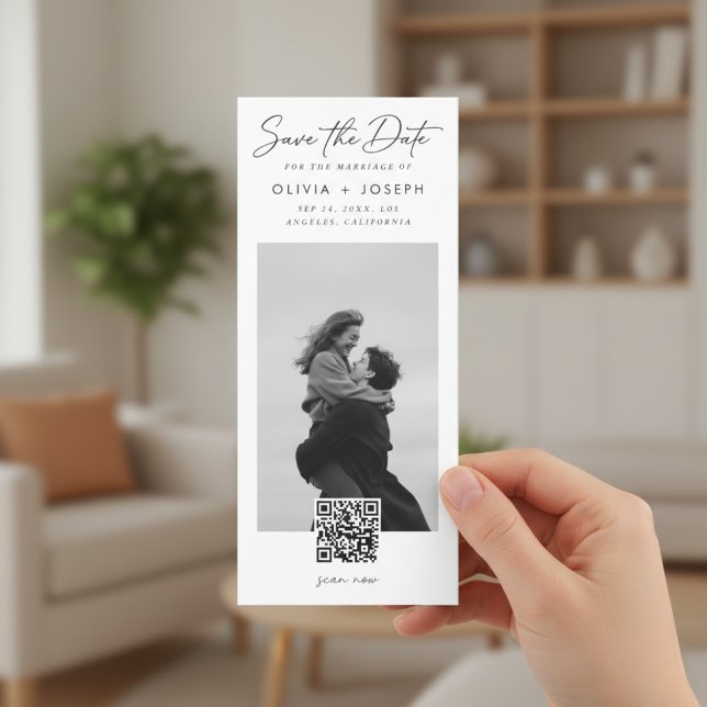 Modern QR Code Photo Bookmark Wedding Save The Date (Creator Uploaded)