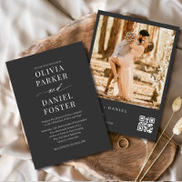 Modern QR Code Photo Charcoal Elegant Wedding