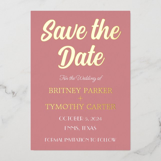 Modern QR Code Photo Dusty Rose Script Wedding Foi (Front)