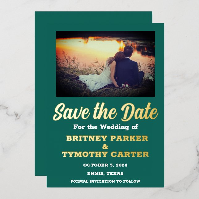 Modern QR Code Photo Emerald Green Wedding (Front/Back)