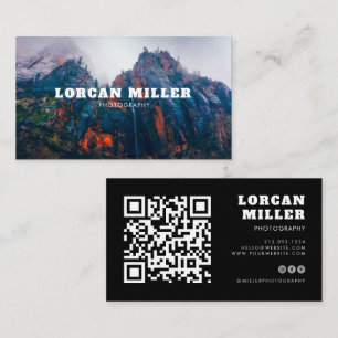 Modern QR CODE Photo Minimalist Professional Business Card