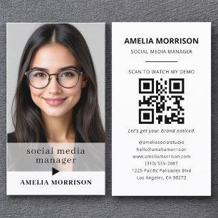 Modern QR Code Photo Minimalist Professional Business Card