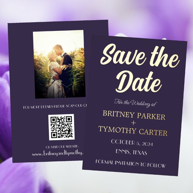 Modern QR Code Photo Purple Lavender Wedding Foil  (Creator Uploaded)