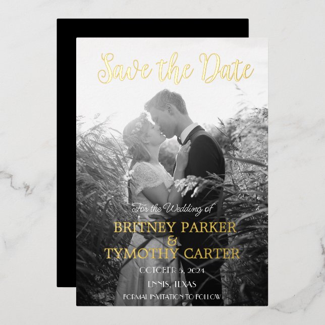 Modern QR Code Photo Script Black Wedding (Front/Back)