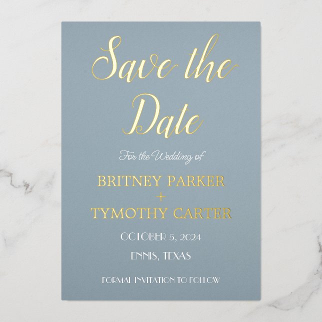 Modern QR Code Photo Script Dusty Blue Wedding (Front)