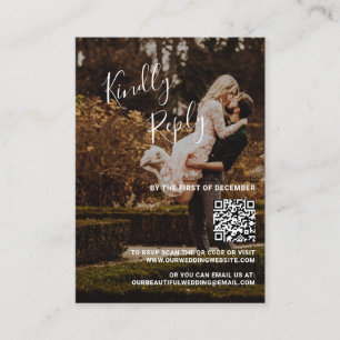 Modern QR Code Photo Wedding Mini RSVP Card