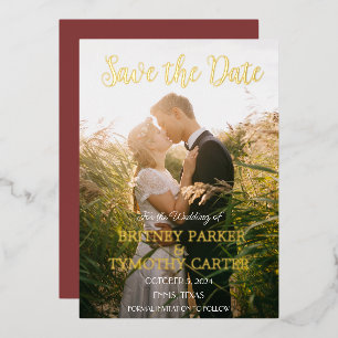 Modern QR Code Photo Wine Burgundy Script Wedding