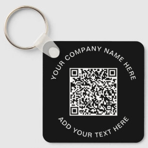 Modern QR Code Promotional Black Key Ring