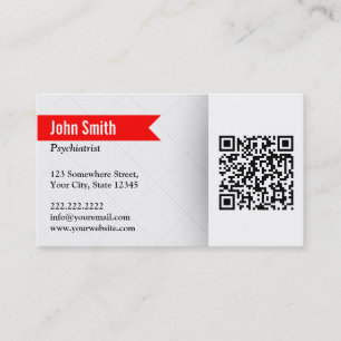 Modern QR Code Psychiatrist Business Card
