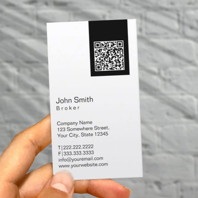 Modern QR code Real Estate Broker Business Card (Creator Uploaded)