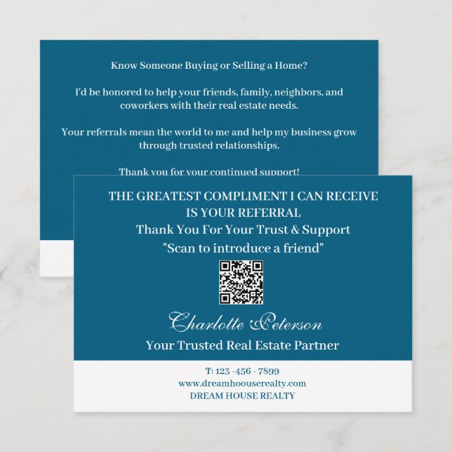 Modern QR Code Real Estate Referral Insert Card (Front/Back)