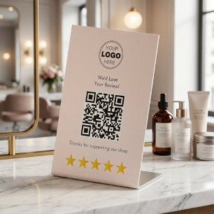 Modern QR Code Review Request for Business Pedestal Sign