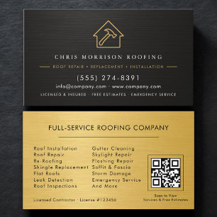 Modern QR Code Roofing Roofer Service  Business Card