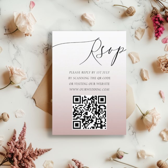 Modern QR Code Rose Gold Simple RSVP Wedding (Creator Uploaded)