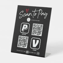 Modern QR code scan to pay payment options sign