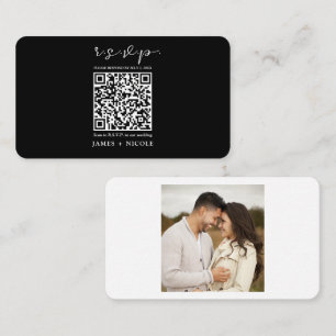 Modern QR Code Scannable Wedding R.S.V.P. Reply Business Card