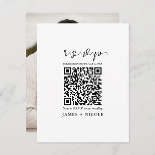 Modern QR Code Scannable Wedding R.S.V.P. Reply Invitation