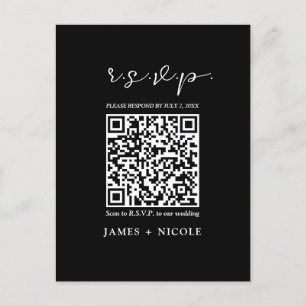 Modern QR Code Scannable Wedding R.S.V.P. Reply  Postcard
