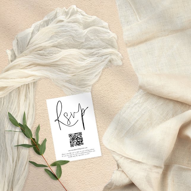 Modern QR Code Script Wedding Any Colour RSVP Card (Creator Uploaded)