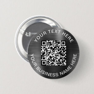 Modern QR Code Silver Promotional 6 Cm Round Badge