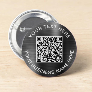 Modern QR Code Silver Promotional 6 Cm Round Badge