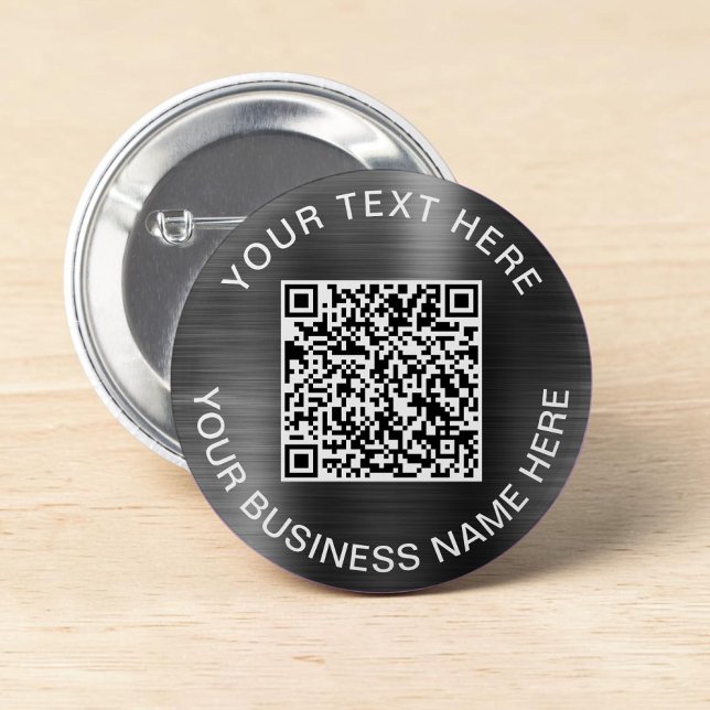 Modern QR Code Silver Promotional 6 Cm Round Badge (Modern QR Code Silver Promotional Button)