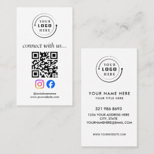 Modern QR Code Social Media Custom Logo Business Card