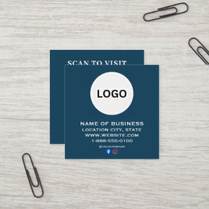 Modern QR Code Social Media Custom Logo Digital Square Business Card