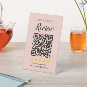 Modern QR Code Social Media Leave us a Review Pedestal Sign