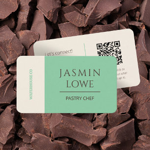 Modern QR Code Social Media Let's Connect Green Business Card