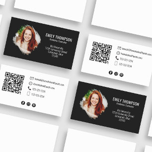 Modern QR Code Social Media Professional Photo Business Card