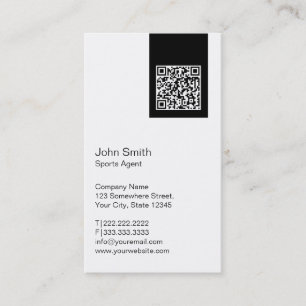 Modern QR code Sports Agent Business Card