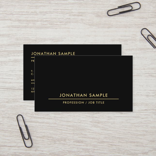 Modern QR Code Template Custom Elegant Black Business Card (Front/Back In Situ)