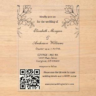 Modern QR Code Wedding Acrylic Invitations