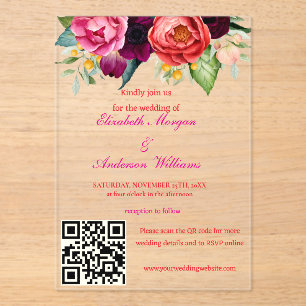 Modern QR Code Wedding Acrylic Invitations