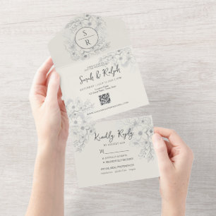 Modern QR Code Wedding All In One Invitation