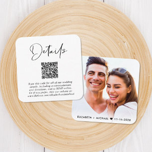 Modern QR Code Wedding Details Enclosure Card